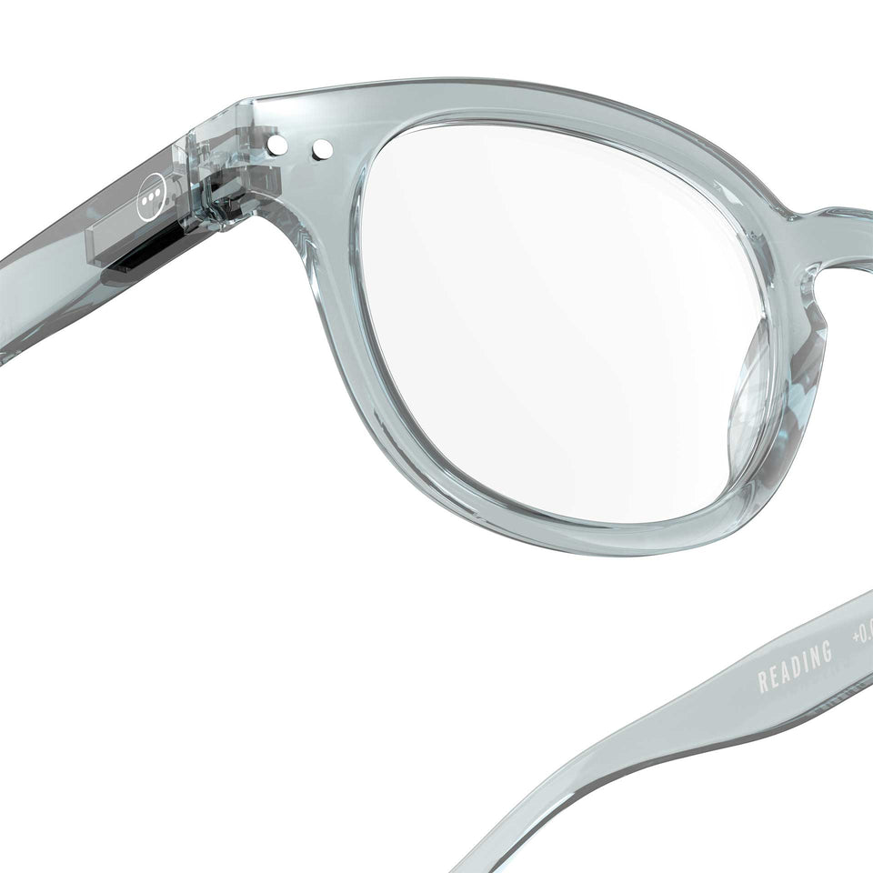 a pair of light blue reading glasses from Izipizi France