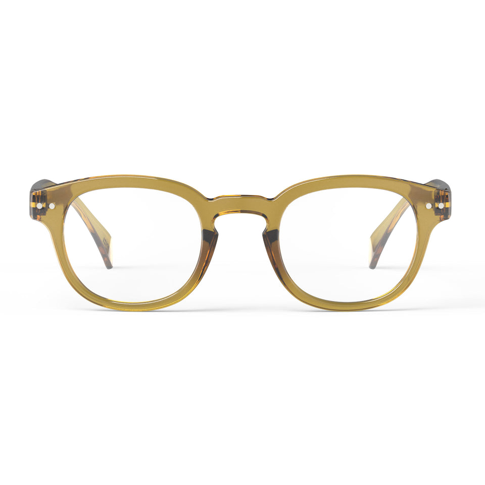 a pair of clear brown green reading glasses from Izipizi France