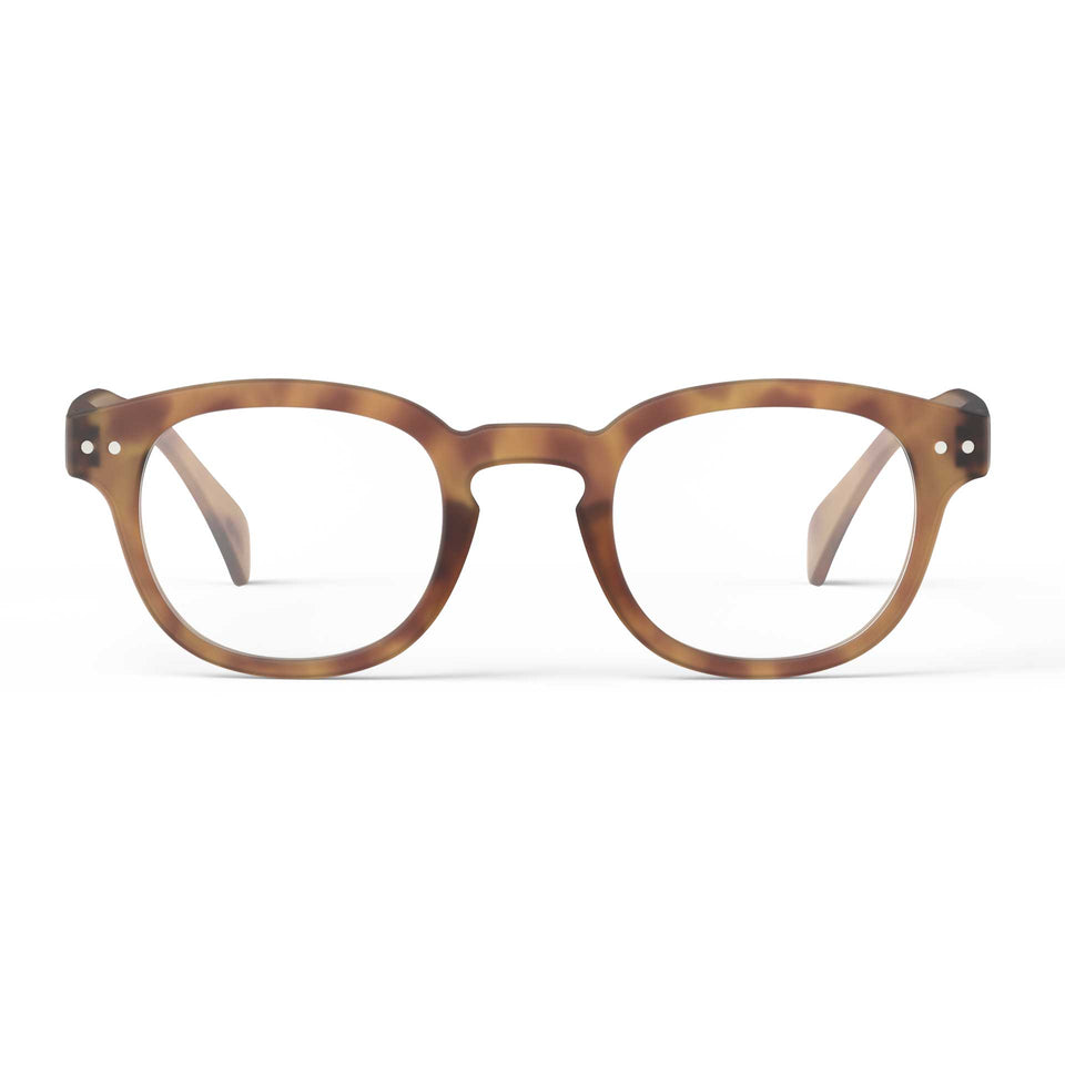a pair of light brown reading glasses from Izipizi France