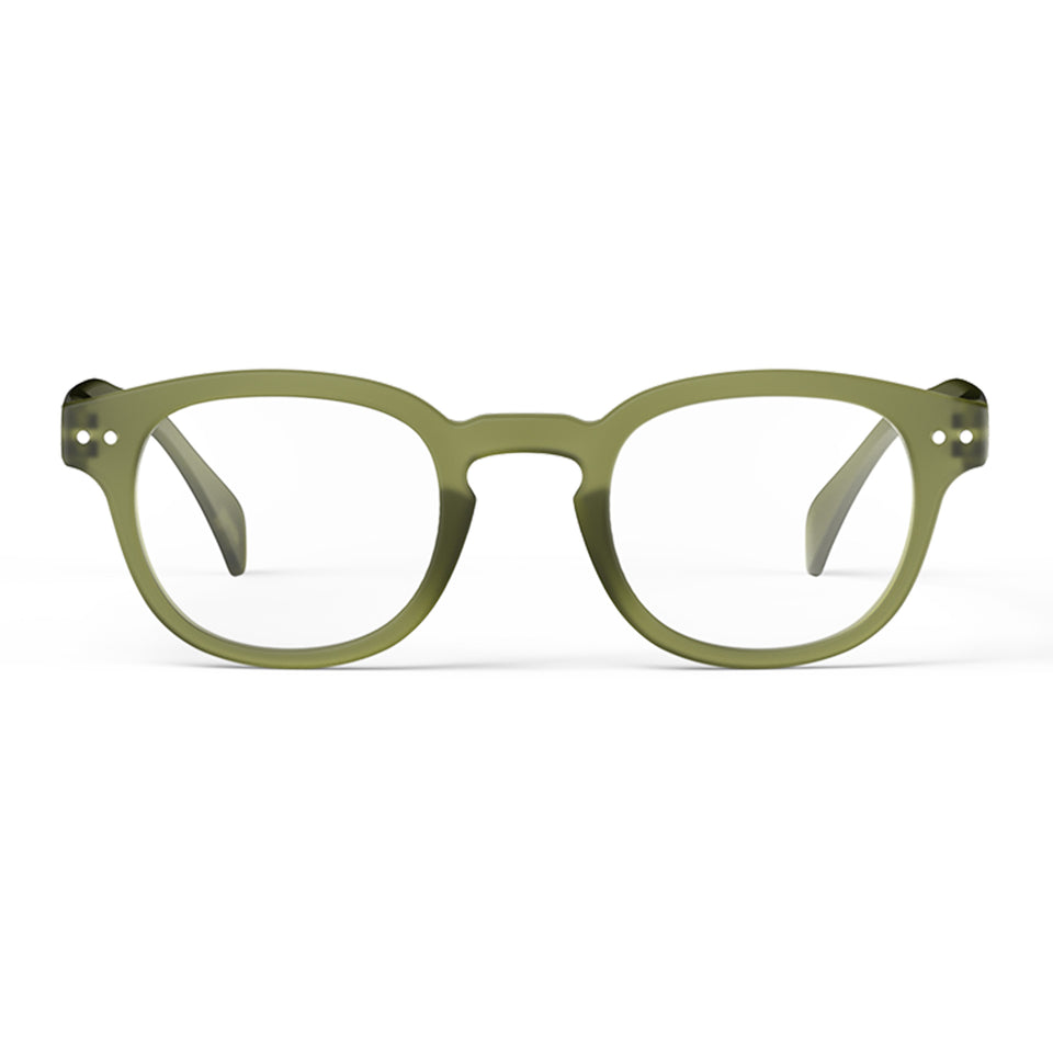 a pair of frosted bottle green reading glasses from Izipizi France