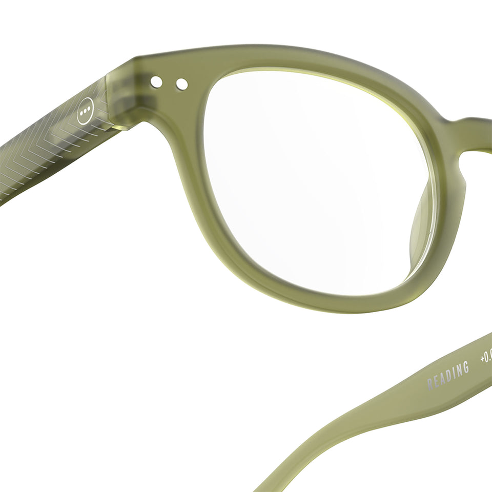 a pair of frosted bottle green reading glasses from Izipizi France