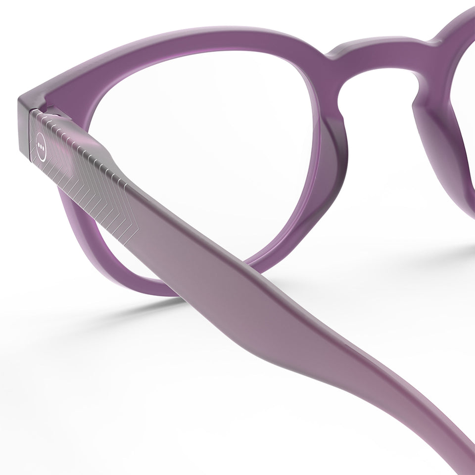 a pair of frosted purple reading glasses from Izipizi France