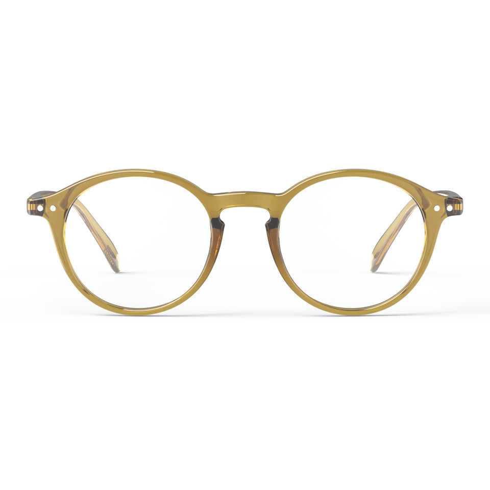a pair of transparent clear green brown reading glasses from izipizi France
