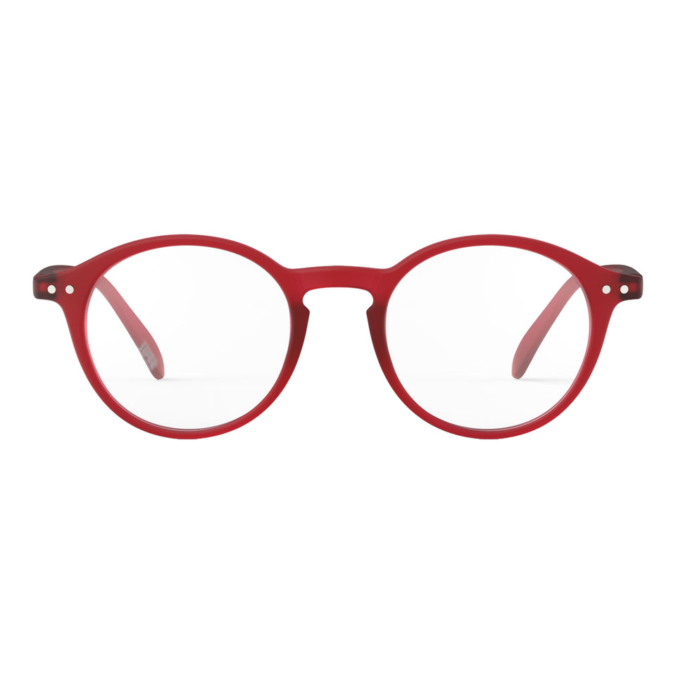 a pair of frosted red reading glasses from izipizi France