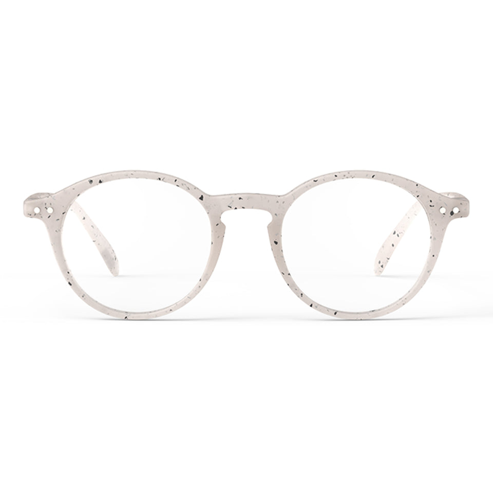 a pair of terrazzo speckled beige off white reading glasses from izipizi France