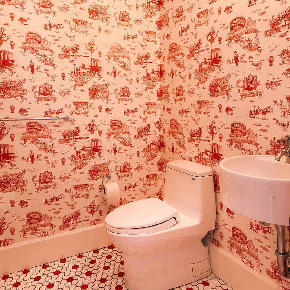 Brooklyn toile red removable wallpaper