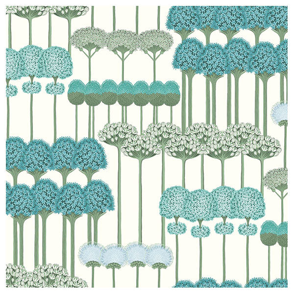 Allium in Teal & Jade on White Wallpaper by Cole & Son