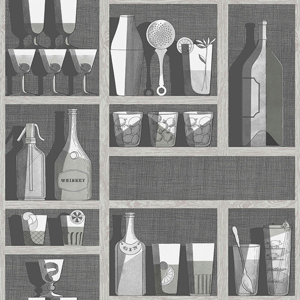 Fornasetti Cocktails - Soot & Snow Wallpaper by Cole & Son