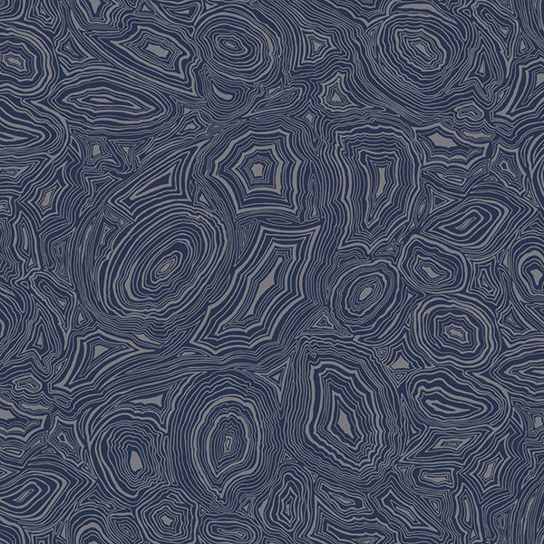 Fornasetti Malachite - Midnight / Silver Wallpaper by Cole & Son