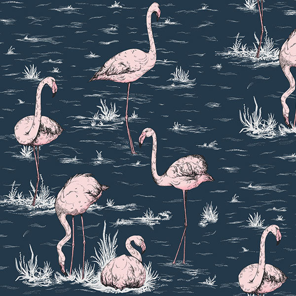 Flamingos in Ink & Plaster Pink Wallpaper by Cole & Son