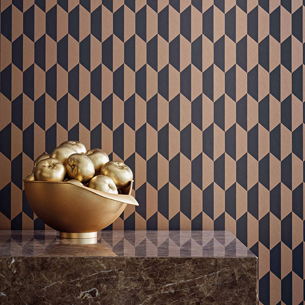 Petite Tile in Charcoal & Bronze Wallpaper by Cole & Son