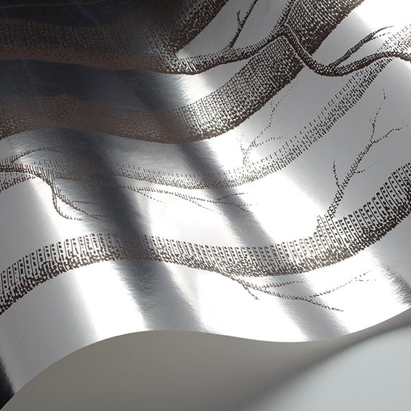 Woods in Chocolate & Silver Wallpaper by Cole & Son