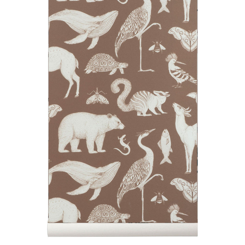 Animals Wallpaper - Toffee by Ferm Living x Katie Scott
