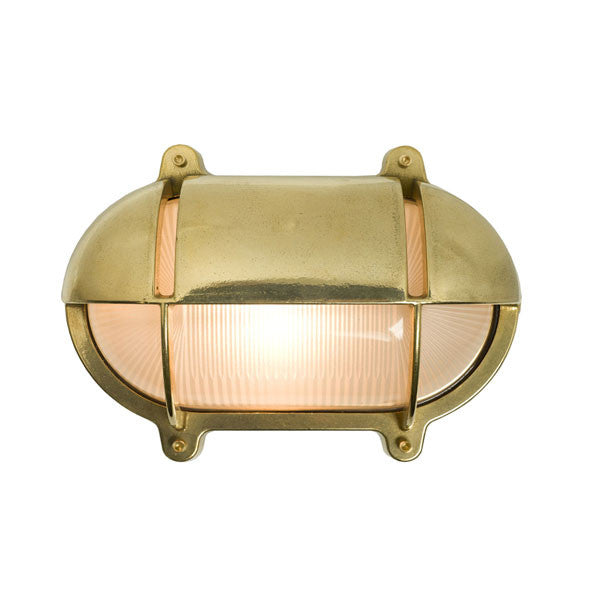 Oval Brass Bulkhead with Eyelid Shield Wall Light by Original BTC