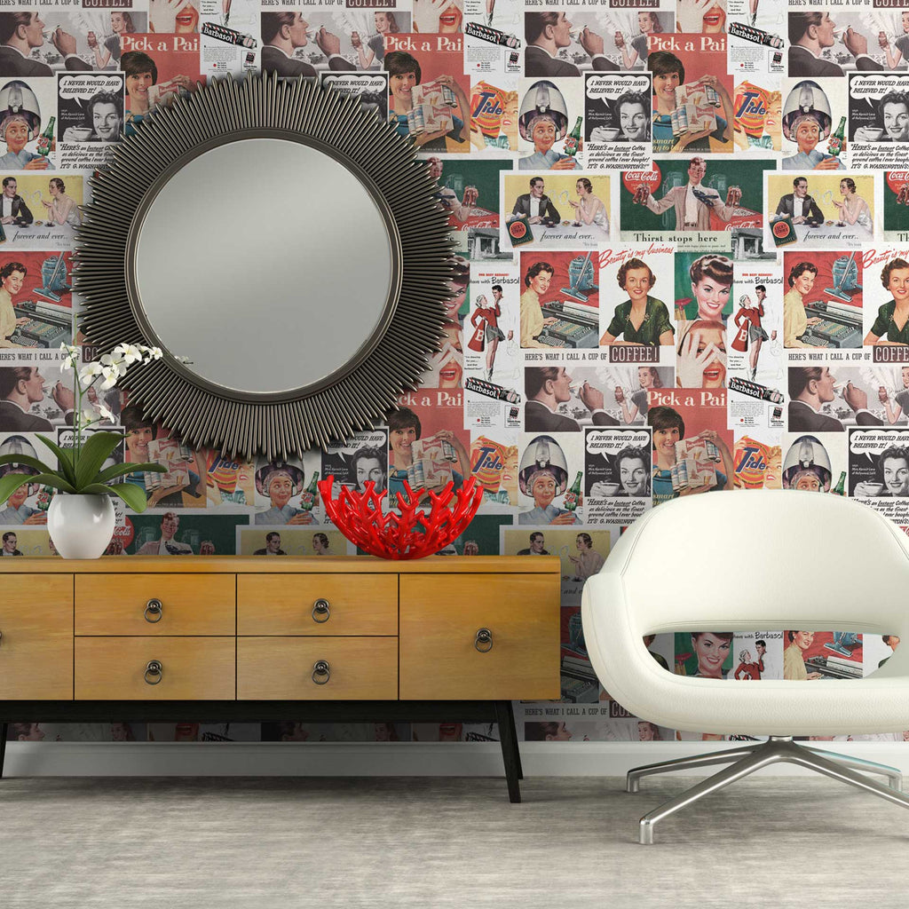 Retro Ads Wallpaper by MIND THE GAP – Vertigo Home, image size:1024x1024