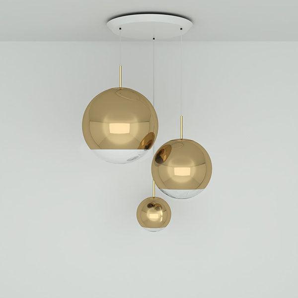 Mirror Ball Gold Range Round Pendant System by Tom Dixon