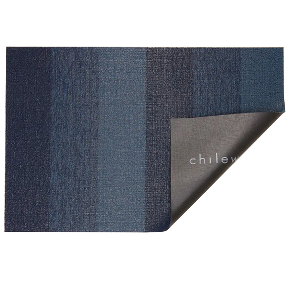 Bay Blue Marbled Stripe Shag Mat by Chilewich