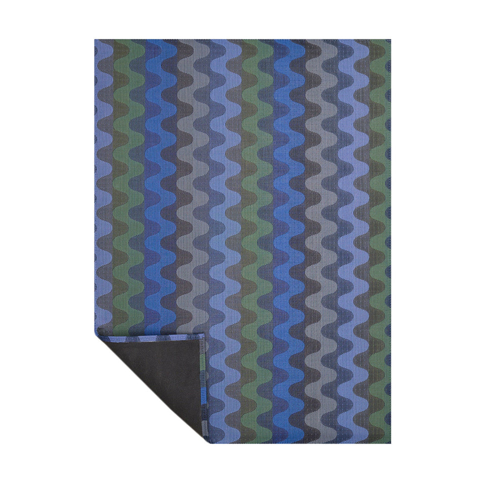 Deep Sea Wiggle woven floor mat by Chilewich, folded-corner view