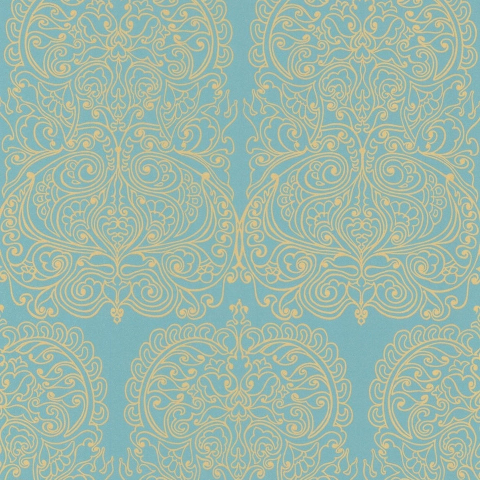 Alpana in Metallic Gold on Petrol, Cole & Son Contemporary Selection