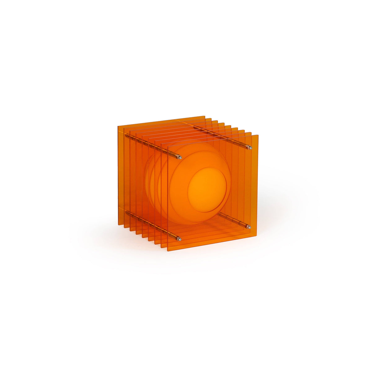 Table Lamp Lop Small Square in Orange Acrylic