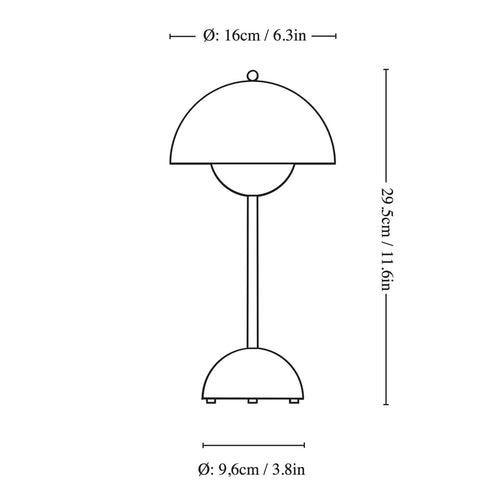 &Tradition Flowerpot VP9 portable table lamp dimensions
