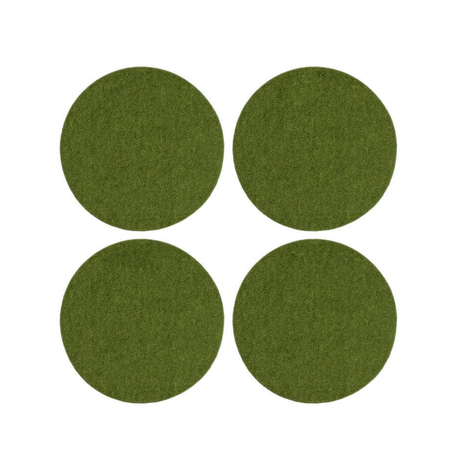 Bierfilzl Merino Wool Felt Round Coaster 4 Pack Loden Green