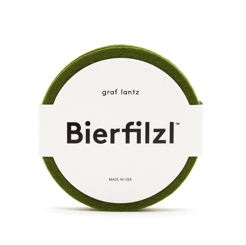 Bierfilzl Merino Wool Felt Round Coaster 4 Pack Loden Green