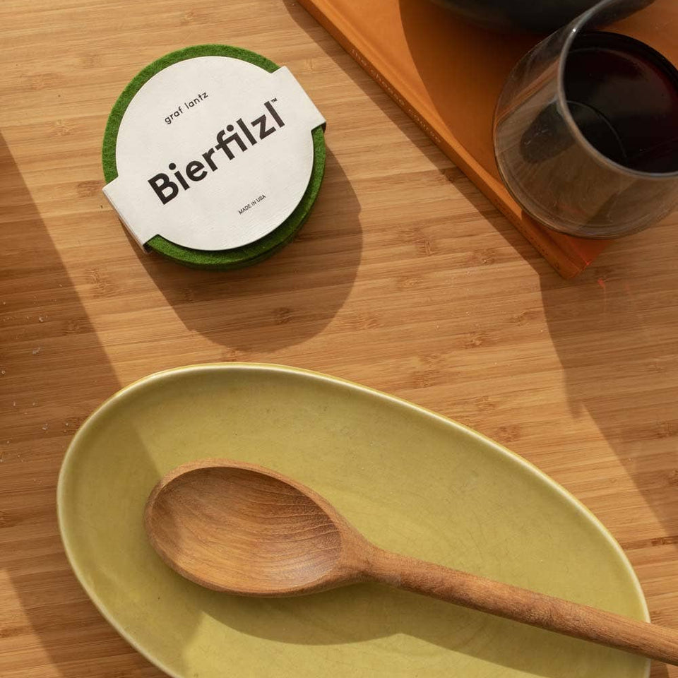 Bierfilzl Merino Wool Felt Round Coaster 4 Pack Loden Green