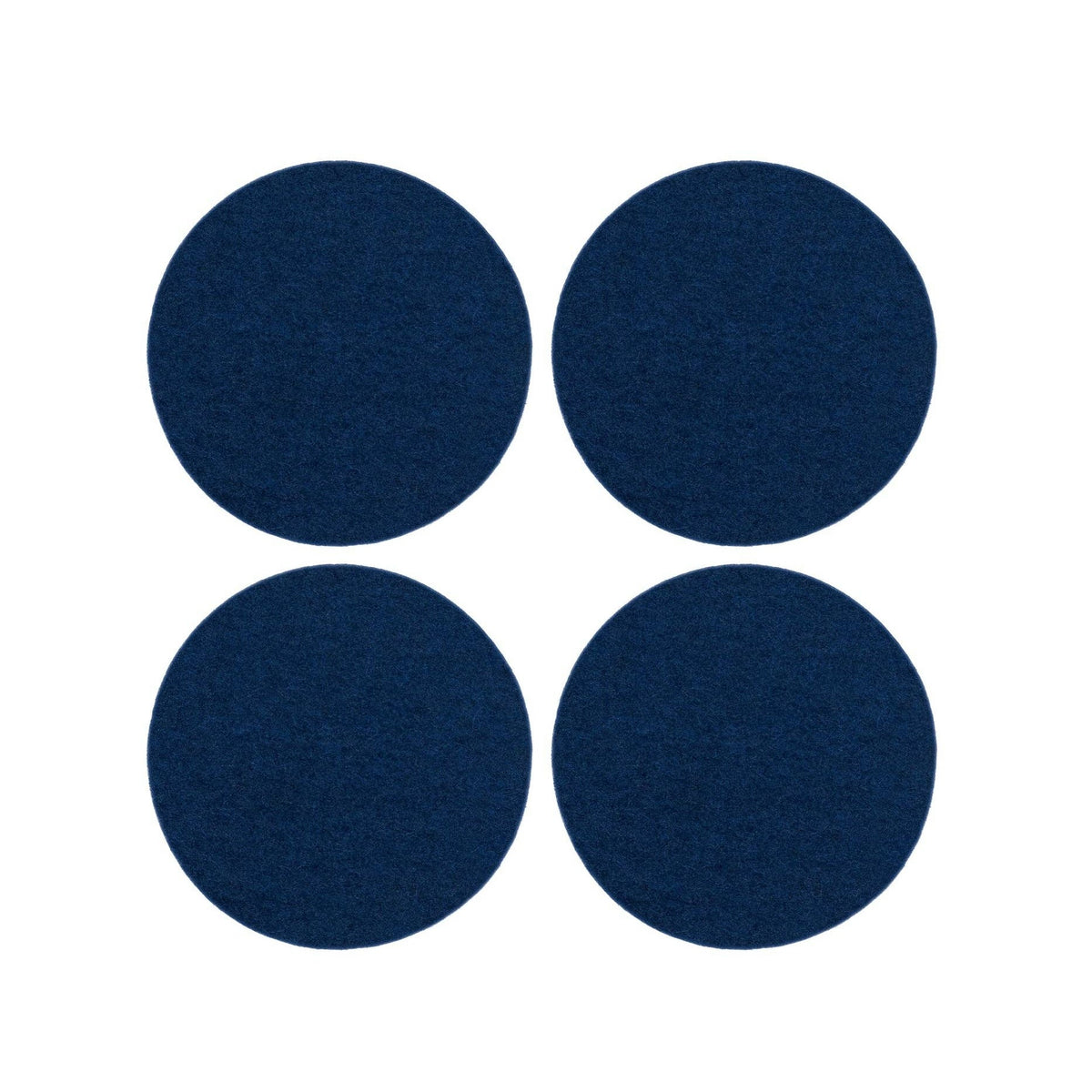 Bierfilzl Merino Wool Felt Round Coaster Solid 4 Pack Marine