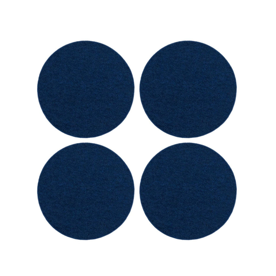 Bierfilzl Merino Wool Felt Round Coaster Solid 4 Pack Marine