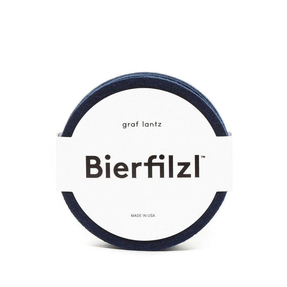 Bierfilzl Merino Wool Felt Round Coaster Solid 4 Pack Marine