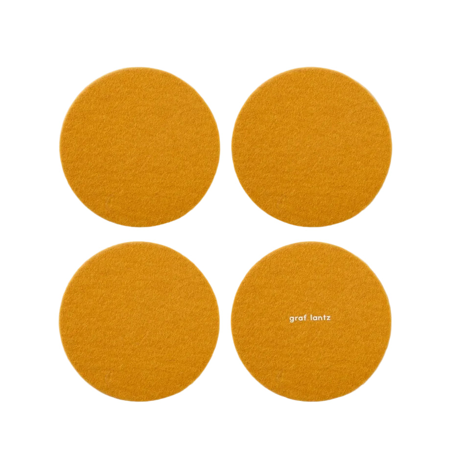 Bierfilzl Round Coaster Solid 4 Pack Turmeric