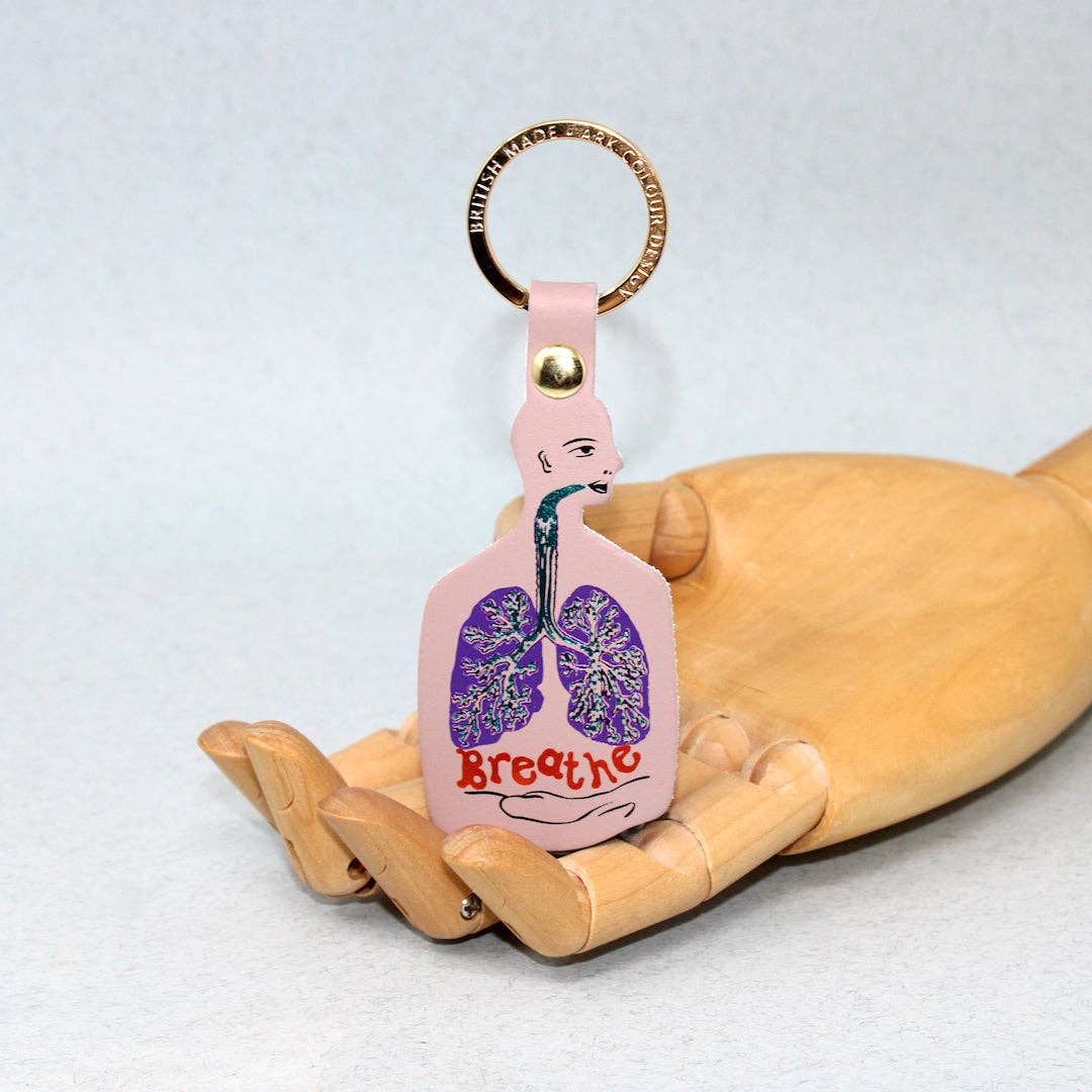 Breathe Leather Keychain in Nude