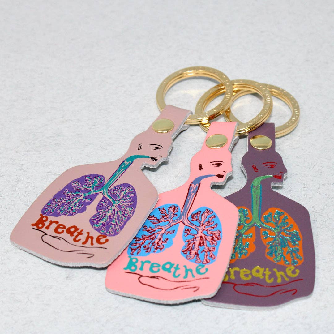 Breathe Leather Keychain in Nude