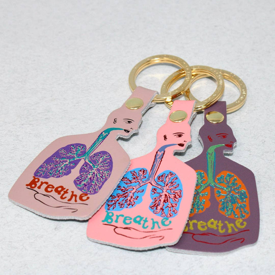 Breathe Leather Keychain in Nude