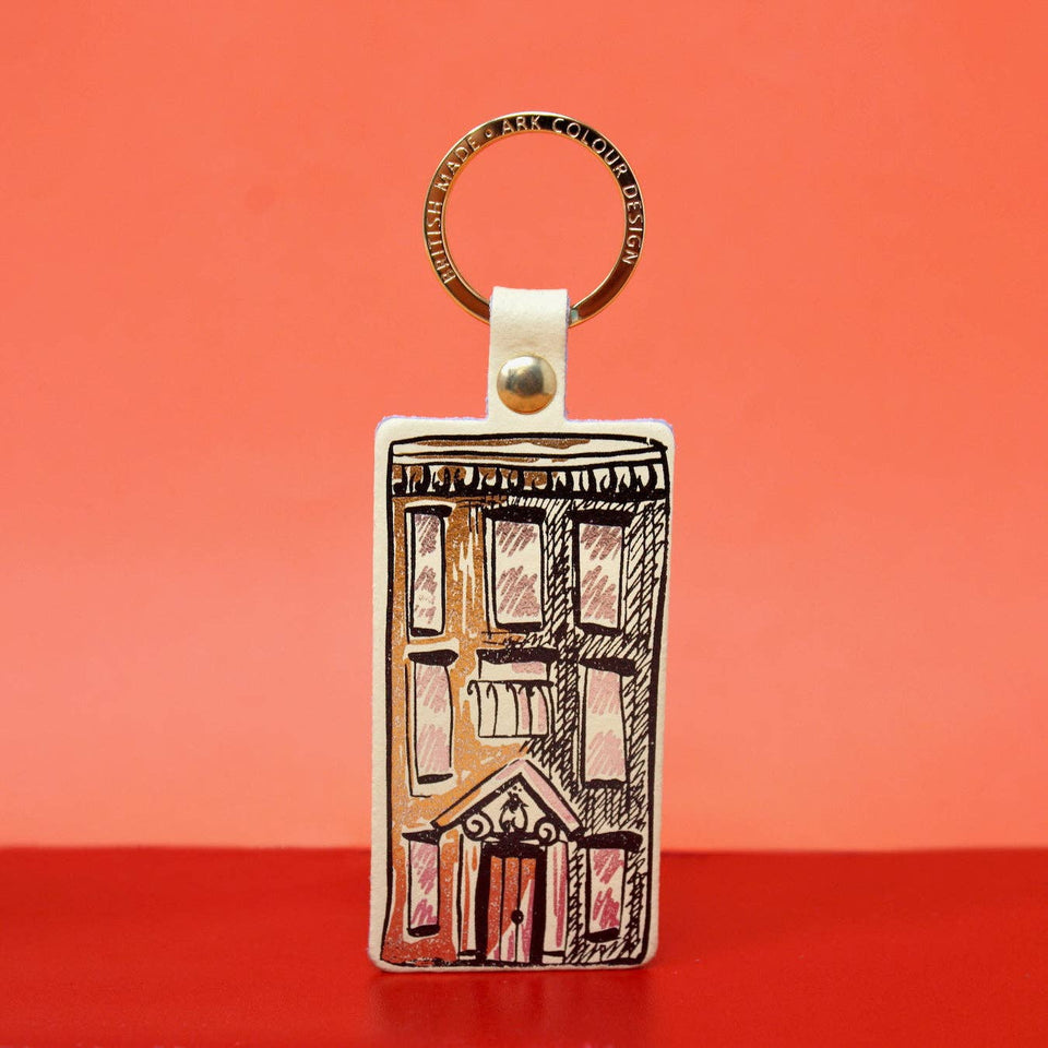 House Leather Keychain in Acid Green