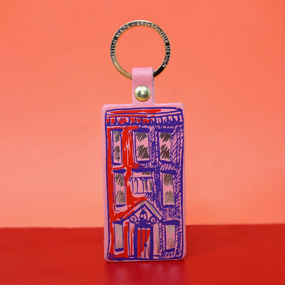 House Leather Keychain in Acid Green