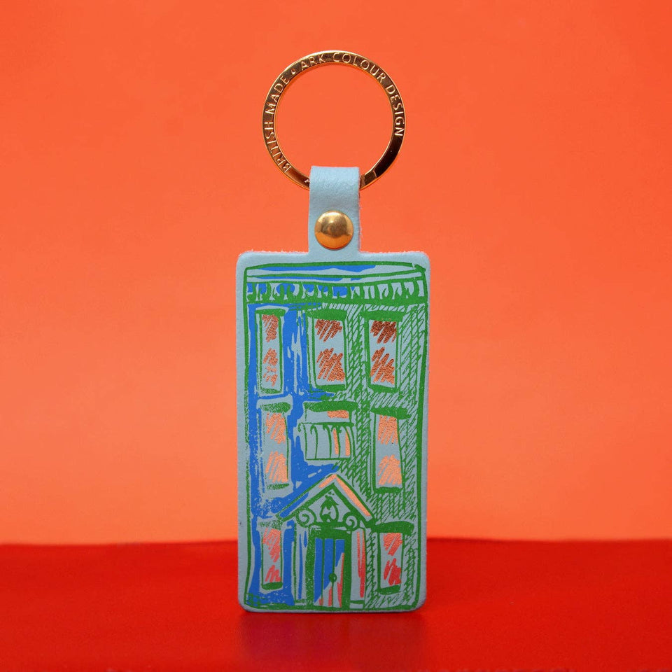 House Leather Keychain in Acid Green