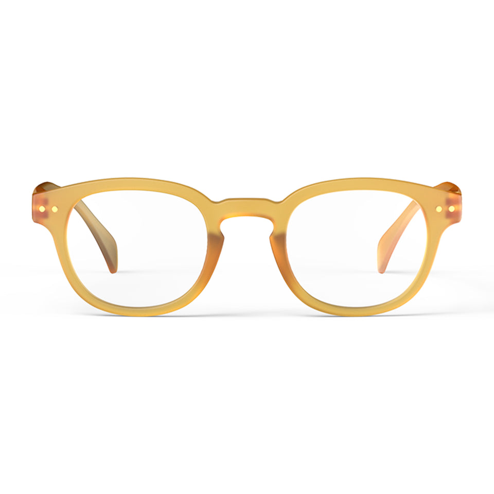 a pair of frosted yellow reading glasses from Izipizi France
