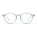 a pair of transparent clear light blue reading glasses from izipizi France