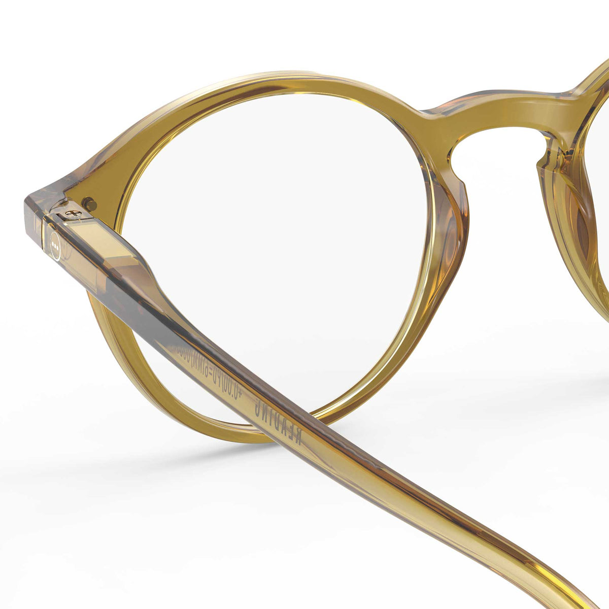 a pair of transparent clear green brown reading glasses from izipizi France