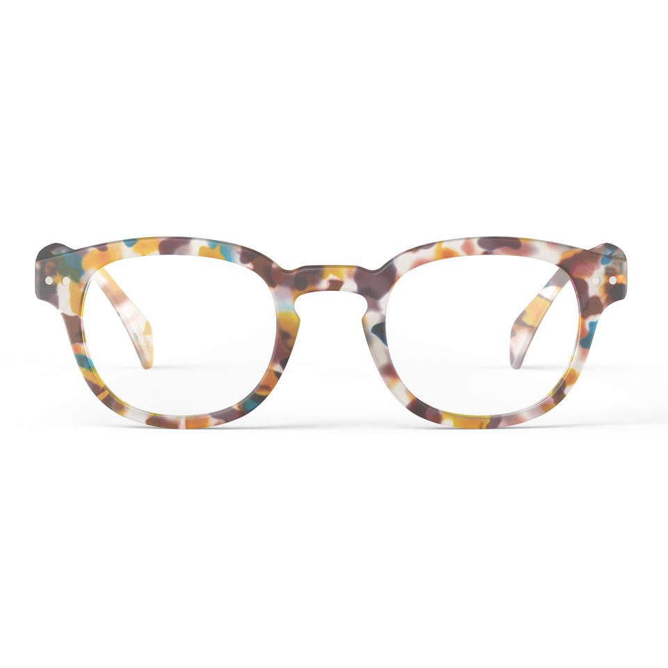 a pair of brown and blue tortoise reading glasses from Izipizi France