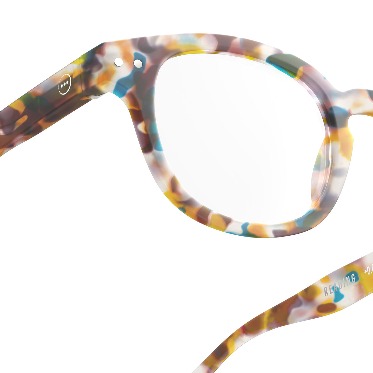 a pair of brown and blue tortoise reading glasses from Izipizi France