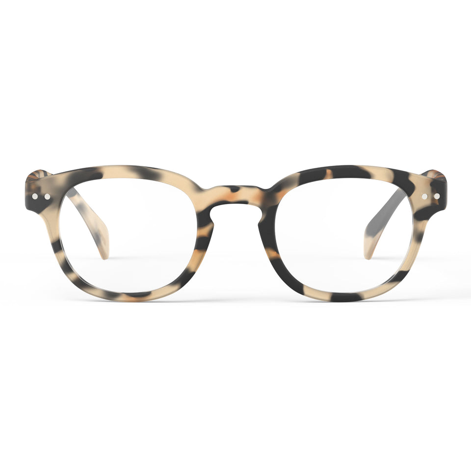 a pair of light brown tortoise reading glasses from Izipizi France
