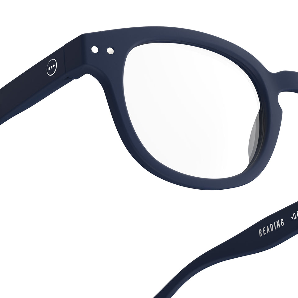 a pair of matte dark navy blue reading glasses from Izipizi France