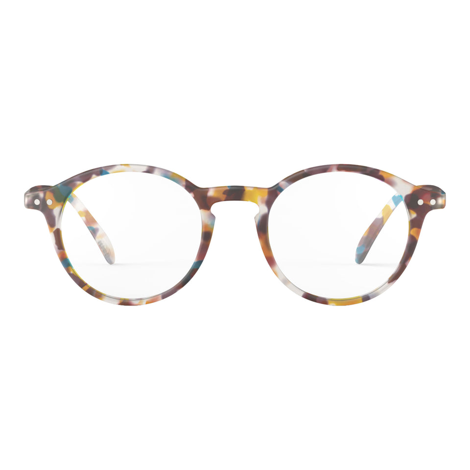 a pair of matte blue brown tortoise reading glasses from izipizi France