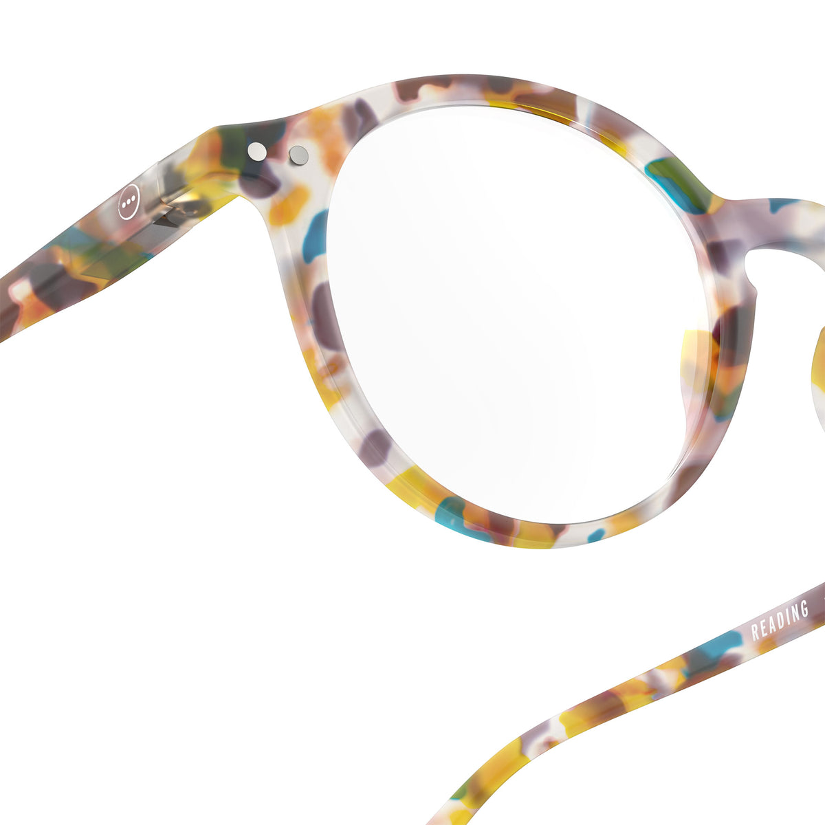 a pair of frosted blue brown tortoise reading glasses from izipizi France