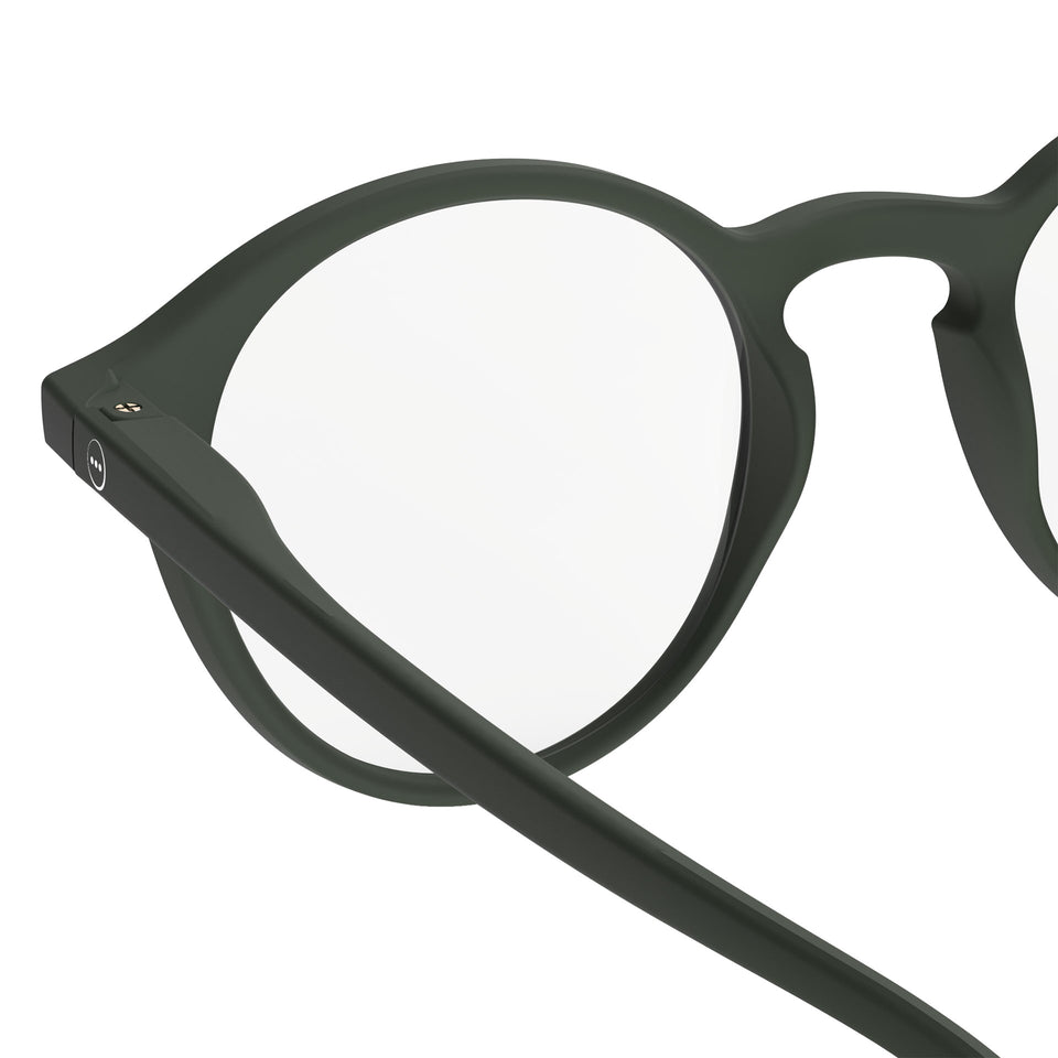 a pair of matte army kaki green reading glasses from izipizi France