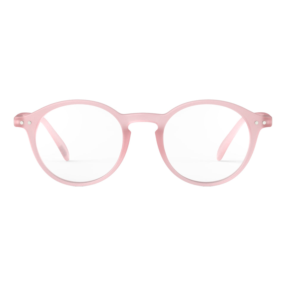 a pair of frosted pale light pink reading glasses from izipizi France