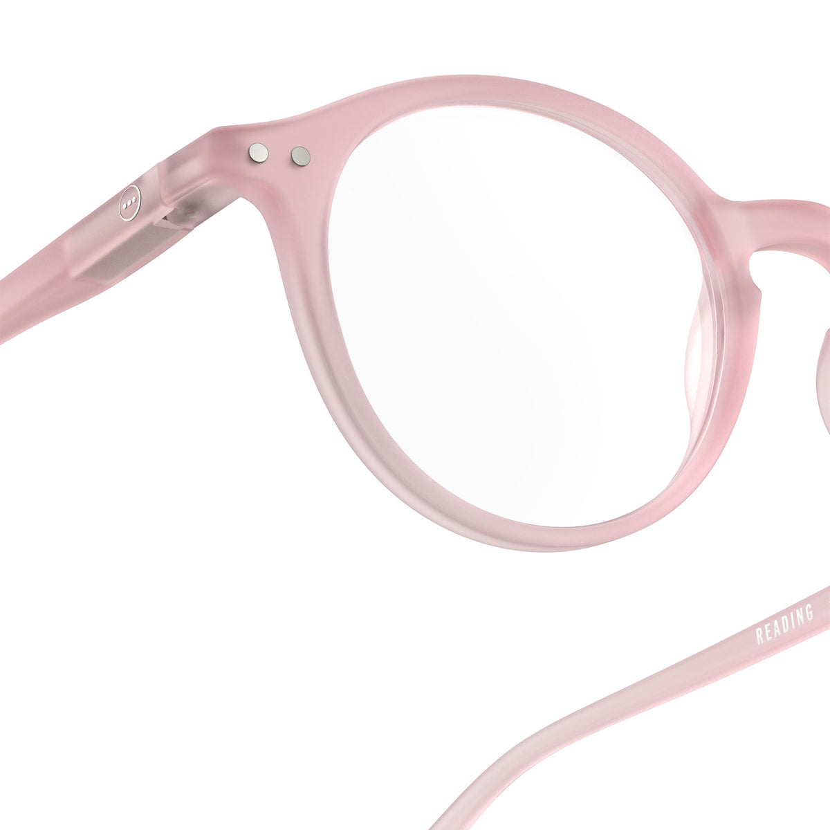 a pair of frosted pale light pink reading glasses from izipizi France